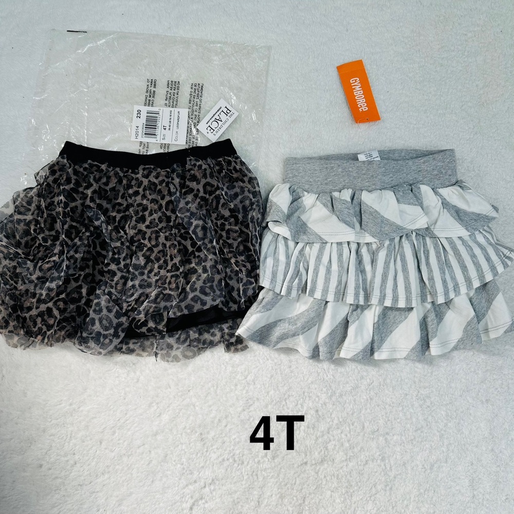 NWT Girls 4T Skirt Lot of 2 Children’s Place Ruffle Leopard And Gymboree Layer